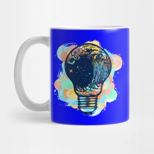 Storm in a light bulb color tattoo. Great outdoors. Symbol of adventures boho style water color splashes Mug